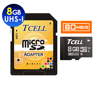 microSDHC UHS-I 8GB 80MB/s高速記憶卡 CLASS 10